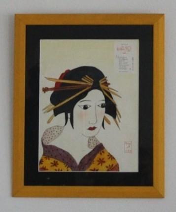 Schilderijen met Japanse Geisha Aquarel guache  beschikbaar voor biedingen