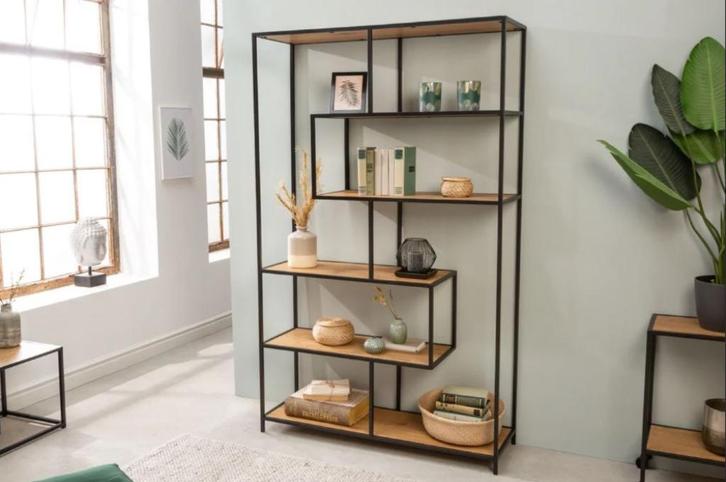 Vakkenkast Eiken Zwart 114x185 cm NIEUW VOORRAAD, Huis en Inrichting, Kasten | Wandmeubels, Nieuw, 150 tot 200 cm, Minder dan 150 cm