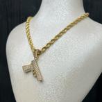 14k gouden ketting rope met pistool hanger, Ophalen of Verzenden, Nieuw, Goud