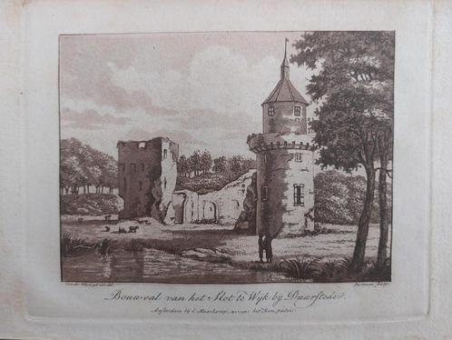 11 / Bouwval slot Wijk bij Duurstede, Antiek en Kunst, Kunst | Etsen en Gravures, Ophalen of Verzenden