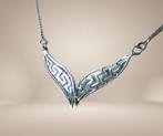 Mooie 925 zilveren Griekse sleutel MEANDER ketting!, Sieraden, Tassen en Uiterlijk, Met hanger, Verzenden, Zo goed als nieuw, X