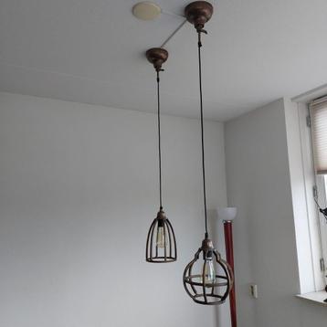 Prachtige dubbele hanglamp - koper beschikbaar voor biedingen