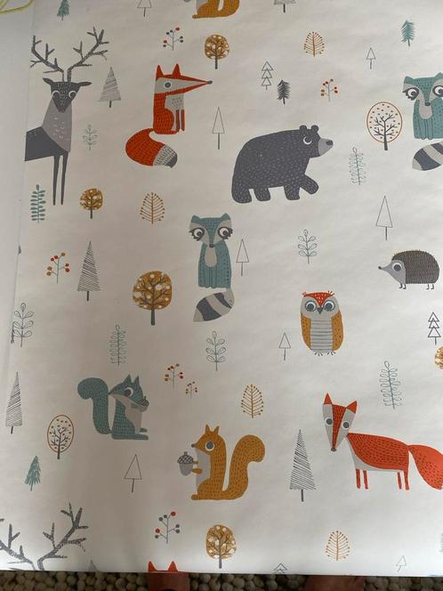 Vliesbehang Bosdieren Ashford & Sons, Huis en Inrichting, Stoffering | Behang, Blauw, Beige, Geel, Grijs, Oranje, 10 tot 25 m²