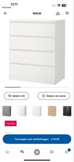 Witte IKEA ladekast - Malm, Huis en Inrichting, Kasten | Kledingkasten, Ophalen, Overige materialen, 100 tot 150 cm, Nieuw