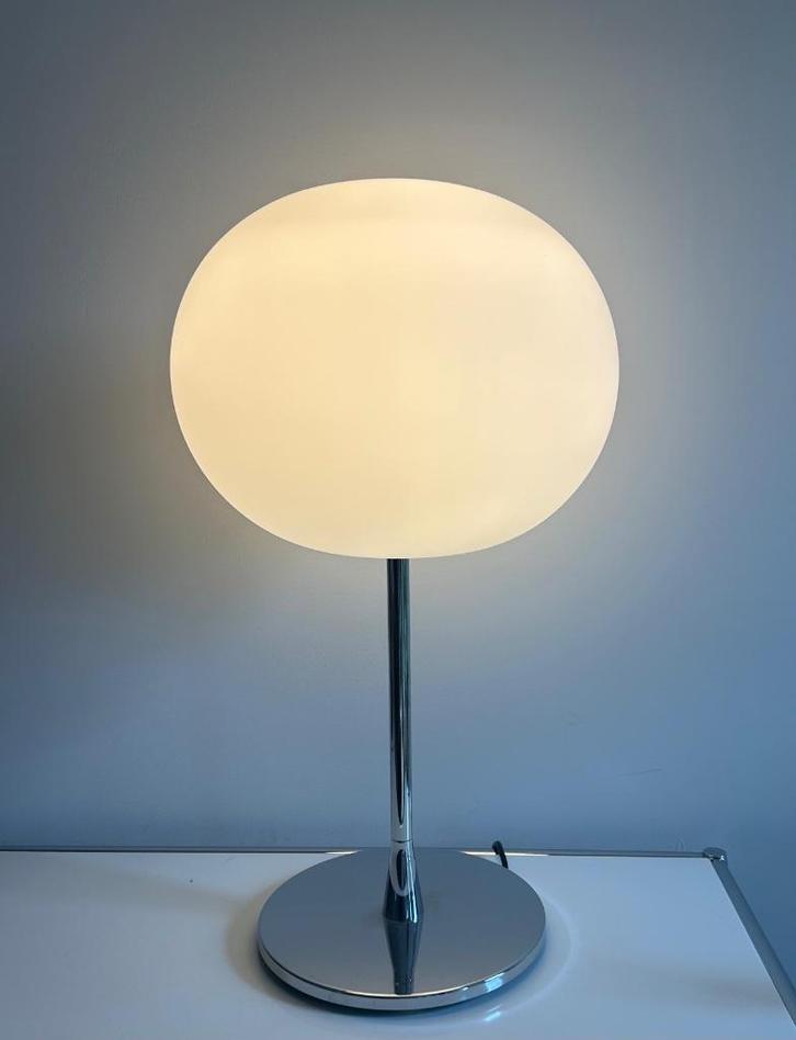 Flos Globall tafellamp chroom, Huis en Inrichting, Lampen | Tafellampen, Zo goed als nieuw, Minder dan 50 cm, Glas, Metaal, Ophalen of Verzenden