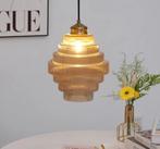 Art deco amber hanglamp, Huis en Inrichting, Lampen | Hanglampen, Ophalen of Verzenden, Zo goed als nieuw, Glas, Minder dan 50 cm