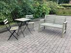 Bank en tuinset, Ophalen, Gebruikt, Hardhout, 3 zitplaatsen