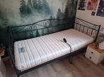 1 persoons bed met elektrische lattenbodem en matras, Eenpersoons, Zwart, Ophalen of Verzenden, Landelijk