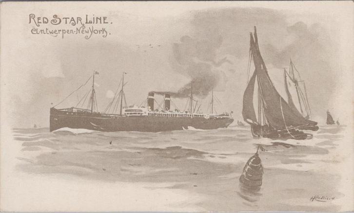 Antwerpen - New York (2) - Red Star Line - Henri Cassier, Verzamelen, Ansichtkaarten | België, Ongelopen, Antwerpen, Voor 1920