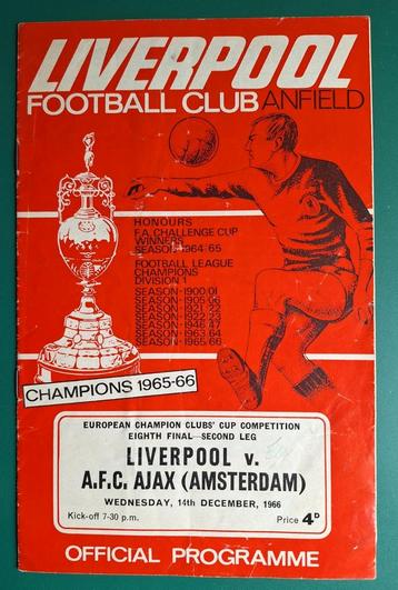 Programma Liverpool-Ajax 1966 beschikbaar voor biedingen