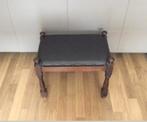 Vintage Eiken Voetenbank met Lederen Bekleding, Ophalen, Gebruikt, Hout