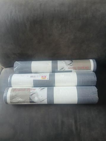 3 Rollen Grijs Wit Behang - Nieuw! beschikbaar voor biedingen