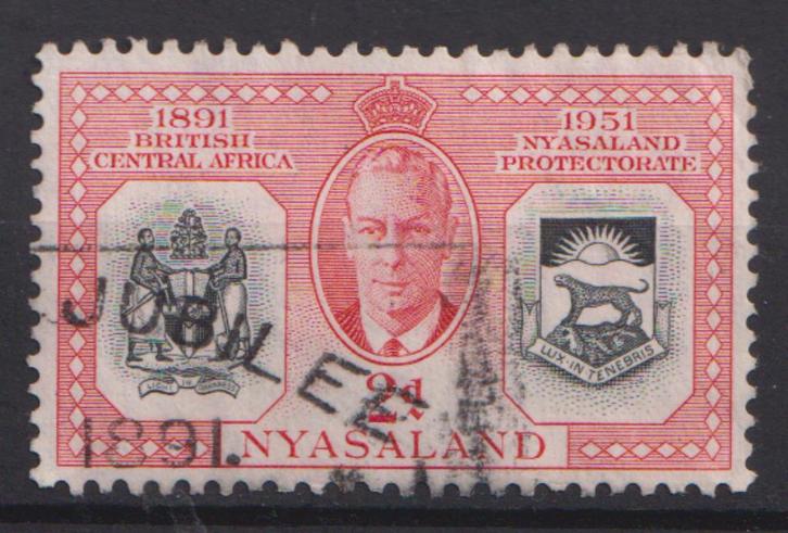 Nyasaland 1951 Koning George VI, Postzegels en Munten, Postzegels | Thematische zegels, Gestempeld, Koningshuis, Ophalen of Verzenden