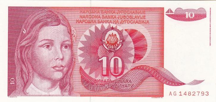 Joegoslavïe -10 Dinar 1990 UNC serie AG 1482793 - P#103, Postzegels en Munten, Bankbiljetten | Europa | Niet-Eurobiljetten, Joegoslavië