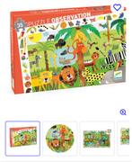 NIEUW Puzzel Djeco Drukte in de jungle 35 stukjes + poster, Ophalen of Verzenden, Meer dan 50 stukjes, Zo goed als nieuw