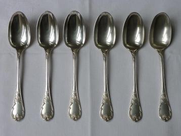6 antieke Christofle Marly verzilverde soep- of dinerlepels beschikbaar voor biedingen