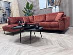 Velvet Velours Goossens Hoekbank - Terracotta - 275 x 188, Huis en Inrichting, Banken | Bankstellen, Ophalen, 250 tot 300 cm, -