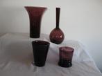 vintage vazen aubergine, Ophalen of Verzenden, Overige kleuren, Glas, Minder dan 50 cm