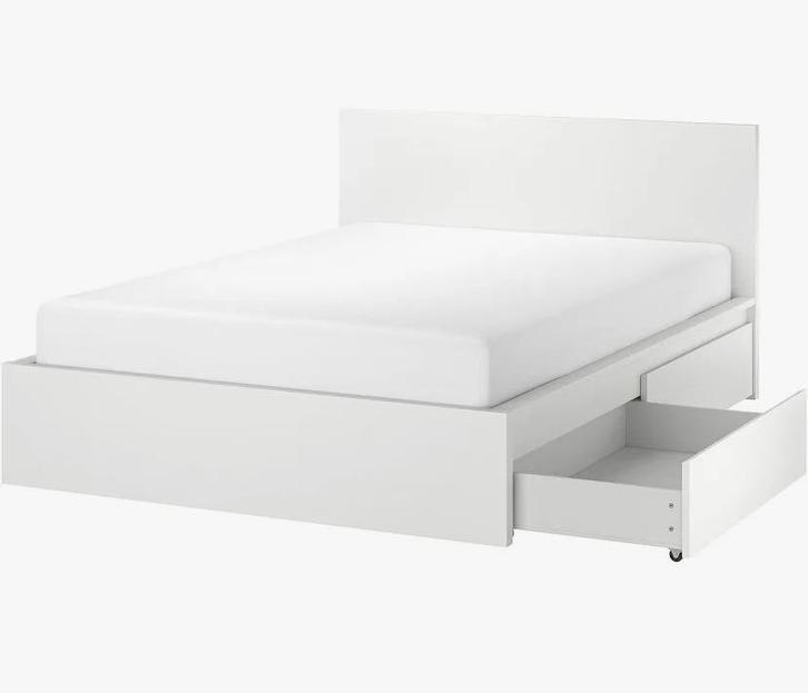 Bed IKEA 160x 200 met lattenbodem en 2 lades, Huis en Inrichting, Slaapkamer | Bedden, Zo goed als nieuw, Twijfelaar, 160 cm, 200 cm