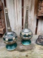 Prachtige vintage Marokkaanse groene kleifles., Antiek en Kunst, Antiek | Keramiek en Aardewerk, Ophalen of Verzenden