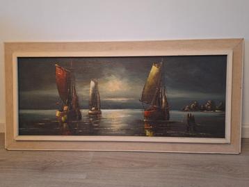 Groot Schilderij - Zeilboten op Zee beschikbaar voor biedingen