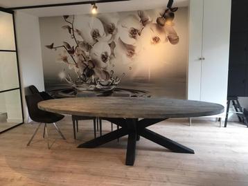 Uitverkoop van onze ovaal eettafels antraciet! beschikbaar voor biedingen