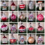 Oude antiek vintage kerstballen wattenpopje paddenstoel kato, Diversen, Kerst, Ophalen of Verzenden, N, N, N