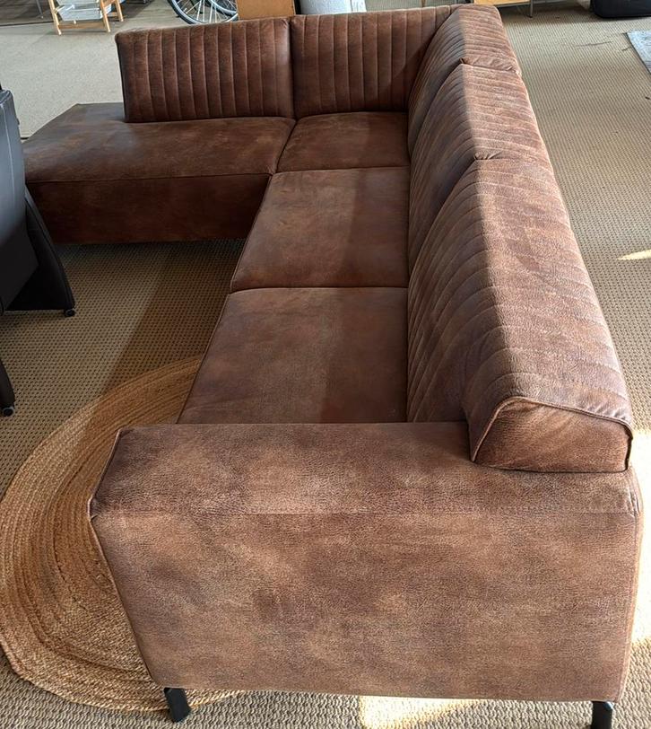 Hoekbank Cognac Links, Huis en Inrichting, Banken | Complete zithoeken, Nieuw, Leer, Ophalen