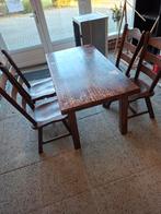 Stevige tafel met 4 stoelen opknapper!!, Ophalen, Gebruikt, 100 tot 150 cm, 50 tot 100 cm
