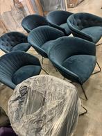 7x Nieuwe Prachtige Low Dining stoelen Blauw velvet, Huis en Inrichting, Nieuw, Vijf, Zes of meer stoelen, Blauw, Design