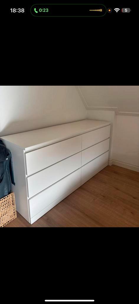 Een witte ladenkast van de ikea ( malm ), Huis en Inrichting, Kasten | Ladekasten, Gebruikt, Minder dan 100 cm, 150 tot 200 cm