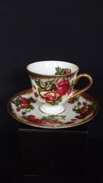 Kop en Schotel met ROZEN <> Japans SAJI porselein, jaren '60, Ophalen of Verzenden