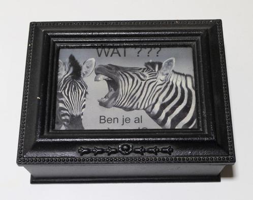 Zebra bijouterie doos, sieraden kistje, Sieraden, Tassen en Uiterlijk, Beautycases, Zo goed als nieuw, Hardcase, Zwart, Ophalen of Verzenden