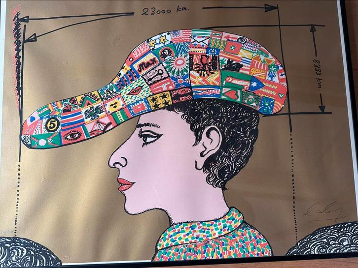 Kleurrijke ingelijste zeefdruk Alex Sadkowsky, Antiek en Kunst, Kunst | Schilderijen | Modern, Ophalen