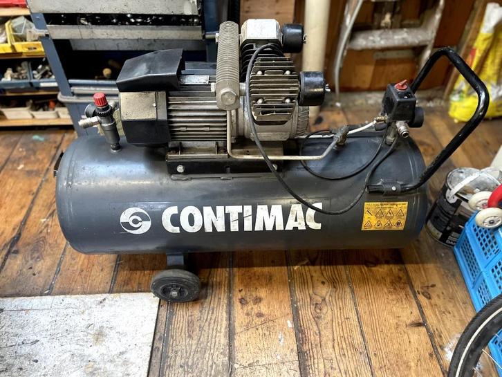 Contimac compressor 2 clinders 100 liter, Doe-het-zelf en Verbouw, Compressors, Gebruikt, 6 tot 10 bar, 100 liter of meer, 200 tot 400 liter/min