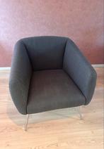 Leolux Fauteuil visgraat motief stof en leren achterkant, Huis en Inrichting, Fauteuils, Ophalen, Zo goed als nieuw, Metaal, 75 tot 100 cm