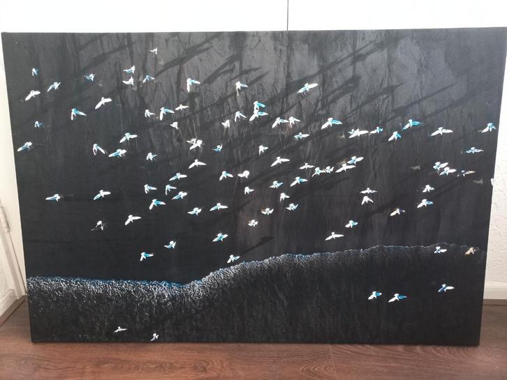 Zeevogels Schilderij, Antiek en Kunst, Kunst | Schilderijen | Abstract, Ophalen of Verzenden