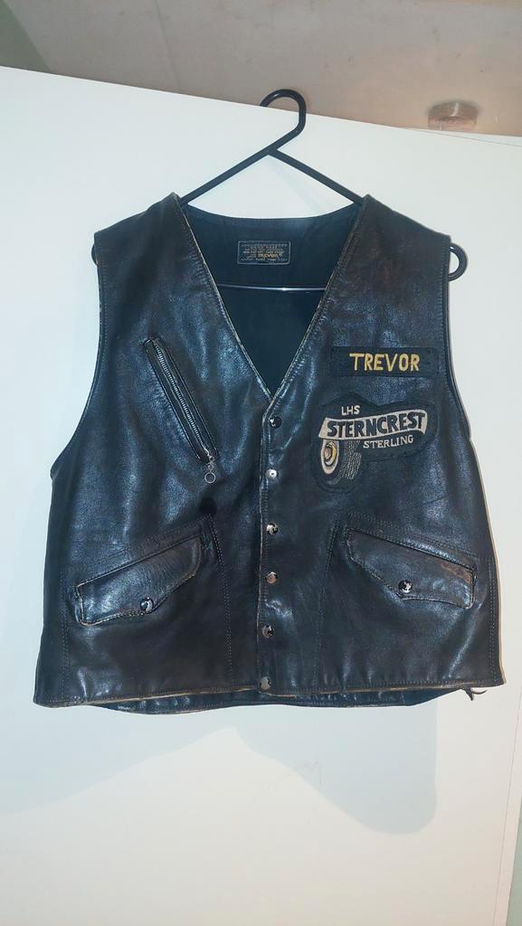 Vintage Lee Trevor Leren Gilet - Biker Jacket Jaren 90, Motoren, Kleding | Motorkleding, Jas | leer, Heren, Tweedehands, Ophalen of Verzenden