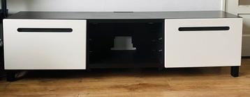 Ikea Besta Bestå tv meubel zwart/donkerbruin, witte lades - afbeelding 1