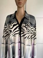 F836 Sommermann maat 50=XXL lang vest blouse wit/zwart/paars, Sommermann, Wit, Maat 46/48 (XL) of groter, Ophalen of Verzenden