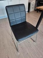 6 zwarte kunstleren stoelen HAMMMEL (Jysk), Huis en Inrichting, Ophalen, Gebruikt, Zwart, Leer