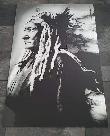 glasschilderij Indian Chief Sitting Bull 80 cm x 120 cm beschikbaar voor biedingen