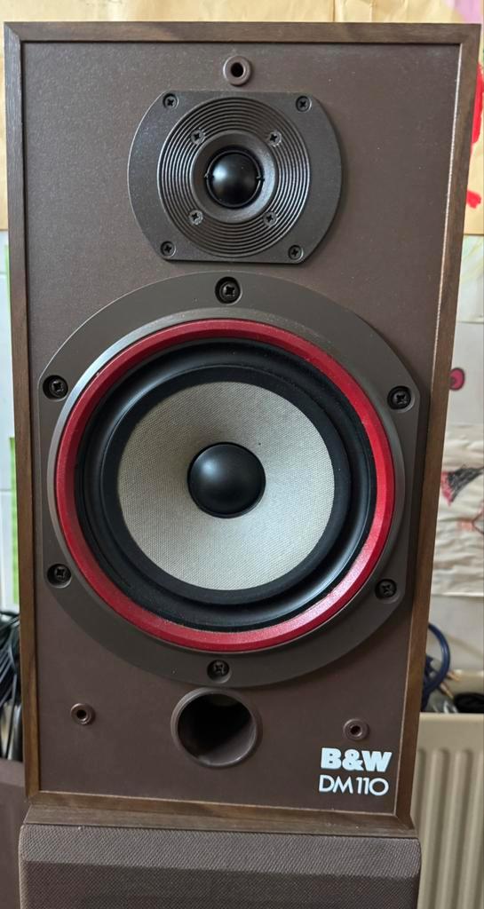 SET HELE MOOIE GOEDSPELENDE B&W DM110 LIUDSPREKERS, Audio, Tv en Foto, Luidsprekers, Zo goed als nieuw, Front, Rear of Stereo speakers
