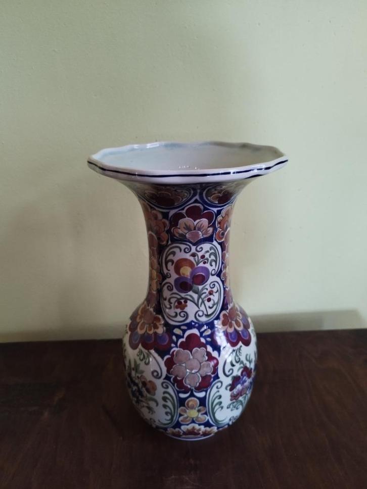 Polychrome Boch Belgium vaas, handgeschilderd, Antiek en Kunst, Antiek | Vazen, Ophalen of Verzenden