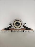 Art deco klok marmer met Pauwen, Antiek en Kunst, Ophalen