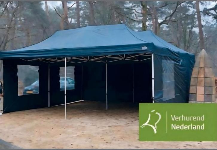 TENT 6X6MTR INCLUSIEF ZIJWANDEN EN OP/AFBOUW € 120,=, Tuin en Terras, Partytenten, Zo goed als nieuw, Minder dan 5 meter, Ophalen of Verzenden