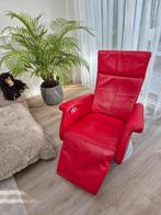 Relax Fauteuil leer rood draaibaar accu, Huis en Inrichting, Fauteuils, Ophalen, Gebruikt, Minder dan 75 cm, Metaal