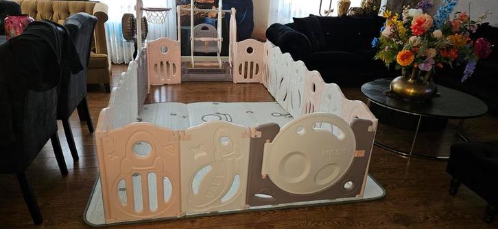 Grondbox Roze/Crème + Schommel, Kinderen en Baby's, Speelgoed | Buiten | Speeltoestellen, Zo goed als nieuw, Glijbaan, Schommel