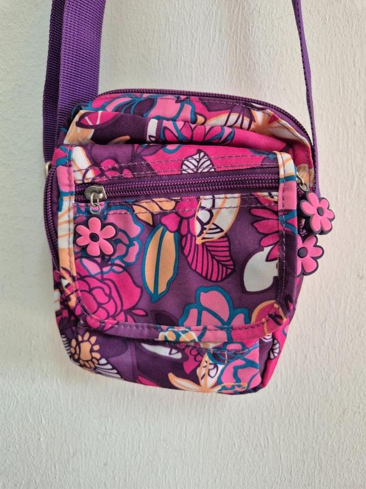 Tas49 - Fleurige roze-paarse David Jones tas (1), Sieraden, Tassen en Uiterlijk, Tassen | Damestassen, Handtas, Roze, Ophalen of Verzenden