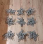 9 mooie grote zilveren bloemen voor in de kerstboom, Diversen, Kerst, Ophalen of Verzenden, Zo goed als nieuw